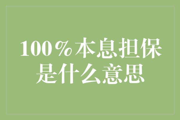 100%本息担保是什么意思