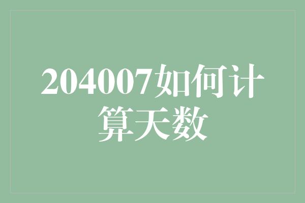 204007如何计算天数