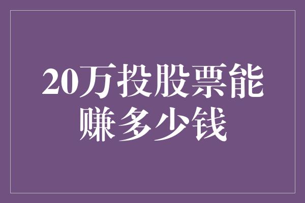 20万投股票能赚多少钱