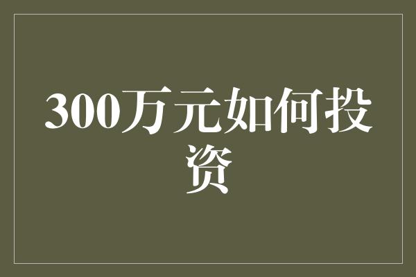 300万元如何投资