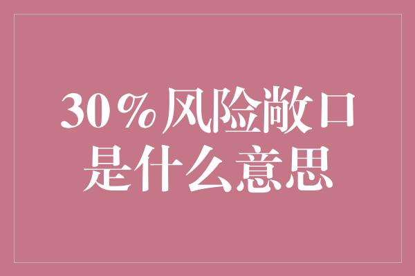 30%风险敞口是什么意思