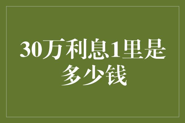 30万利息1里是多少钱