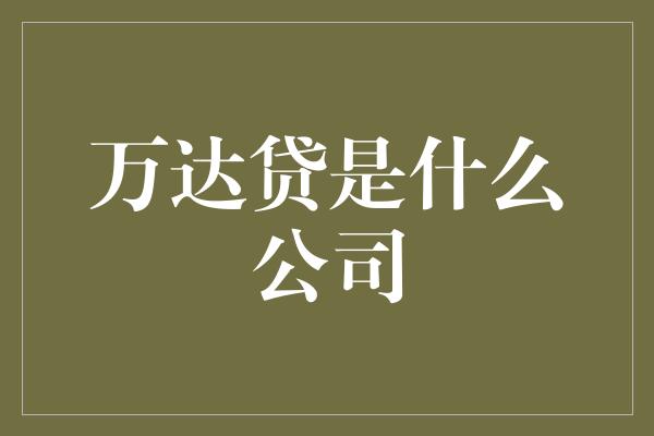 万达贷是什么公司