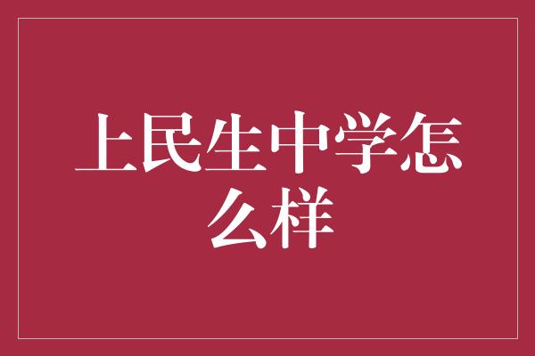 上民生中学怎么样