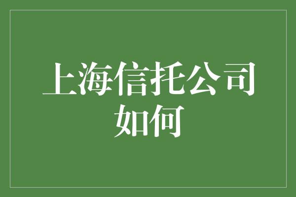 上海信托公司如何