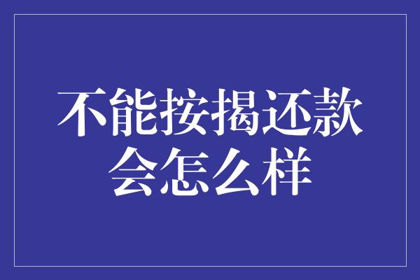 不能按揭还款会怎么样