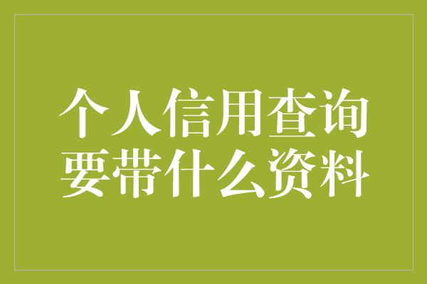 个人信用查询要带什么资料