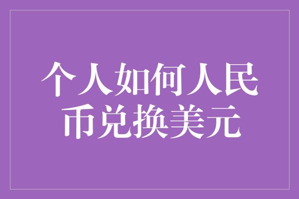 个人如何人民币兑换美元