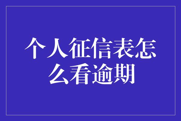 个人征信表怎么看逾期