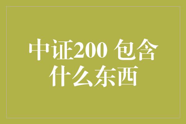 中证200 包含什么东西