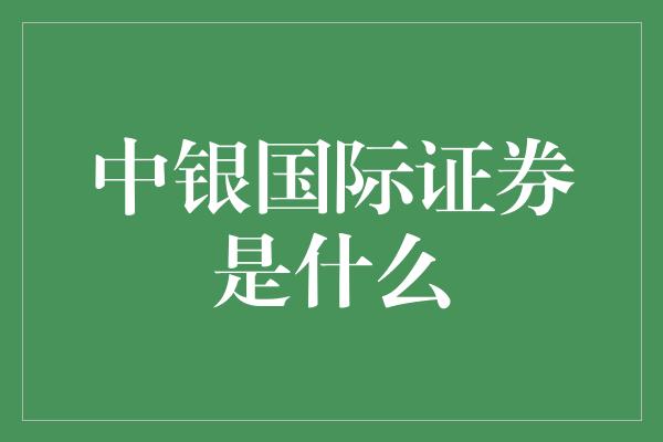 中银国际证券是什么