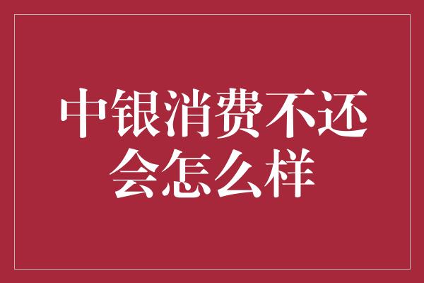 中银消费不还会怎么样