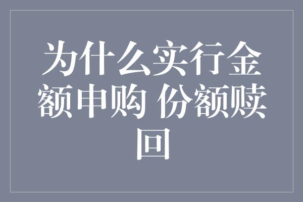 为什么实行金额申购 份额赎回