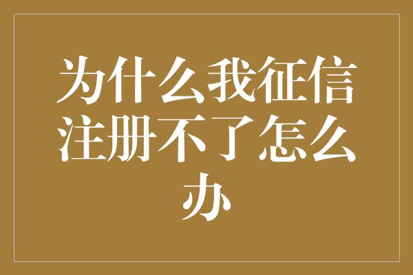 为什么我征信注册不了怎么办