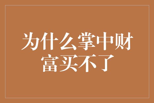 为什么掌中财富买不了