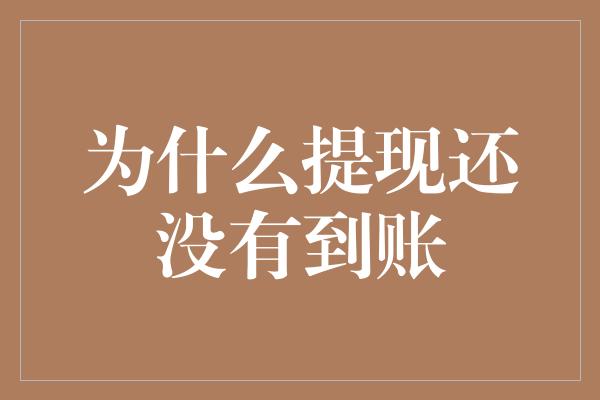 为什么提现还没有到账