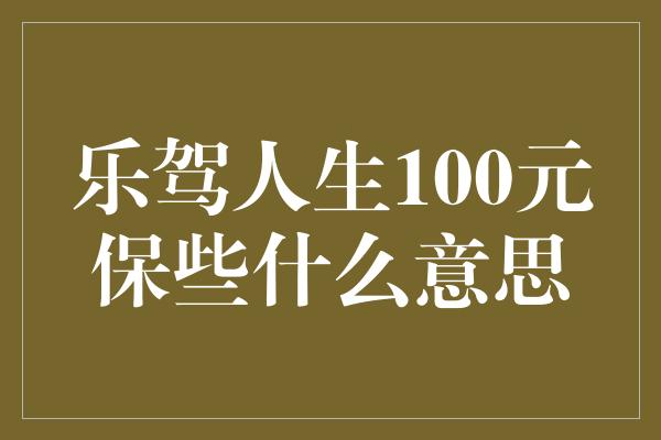 乐驾人生100元保些什么意思