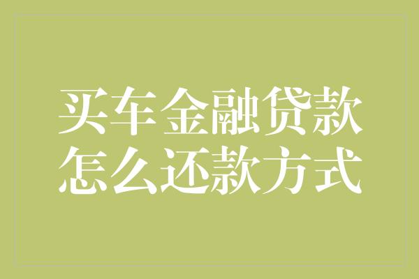 买车金融贷款怎么还款方式