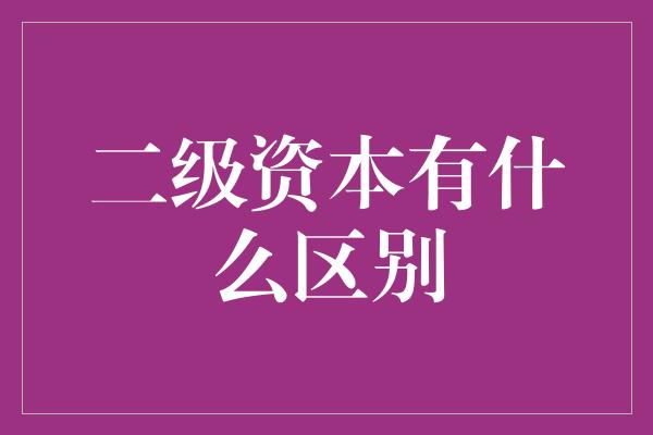 二级资本有什么区别