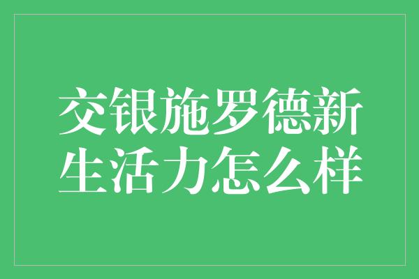 交银施罗德新生活力怎么样