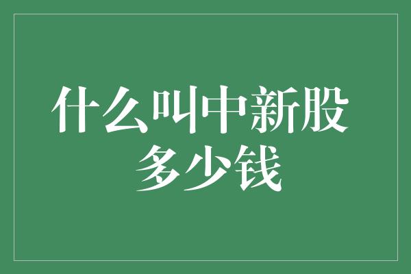 什么叫中新股 多少钱