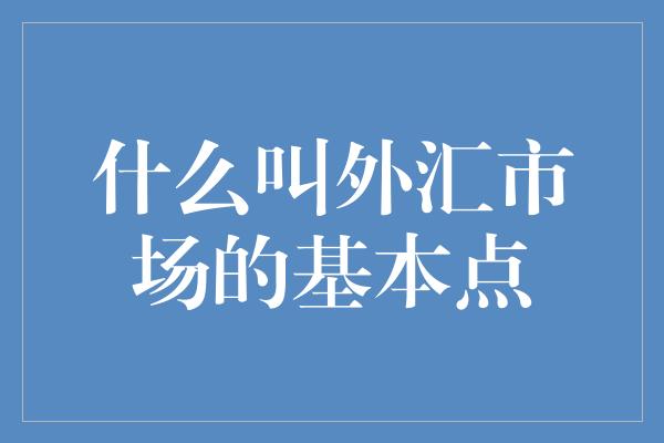 什么叫外汇市场的基本点