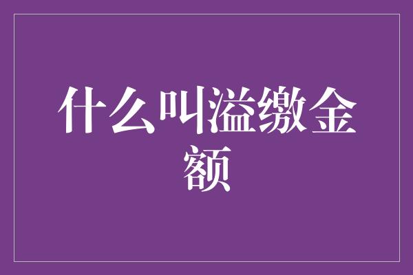 什么叫溢缴金额