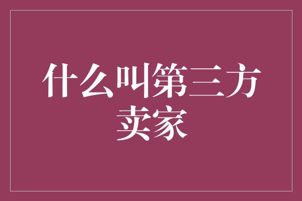 什么叫第三方卖家