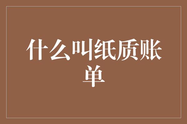 什么叫纸质账单