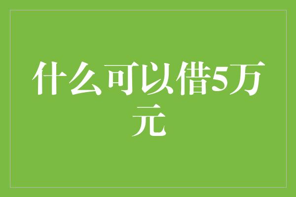 什么可以借5万元