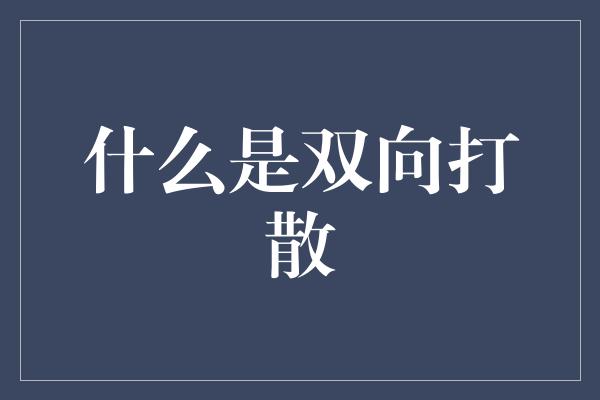 什么是双向打散