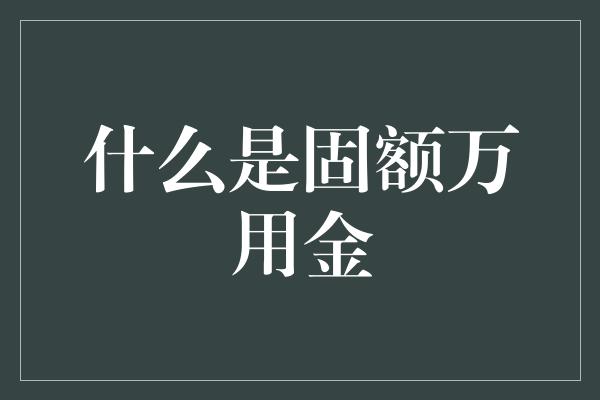 什么是固额万用金