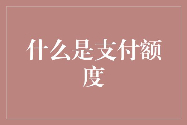 什么是支付额度