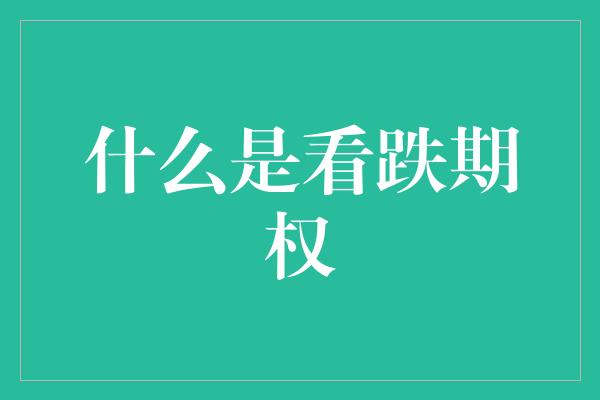 什么是看跌期权