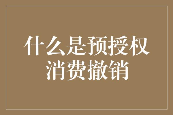 什么是预授权消费撤销