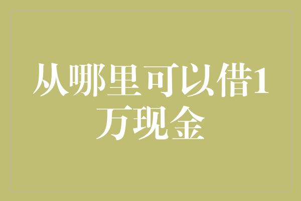 从哪里可以借1万现金