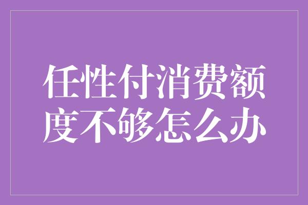 任性付消费额度不够怎么办