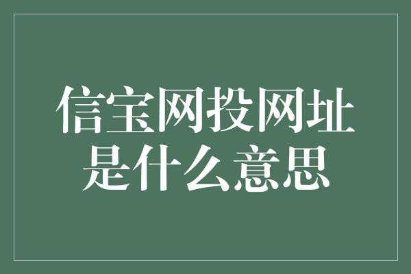 信宝网投网址是什么意思