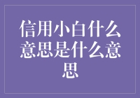 信用小白：开启信用生活的新篇章