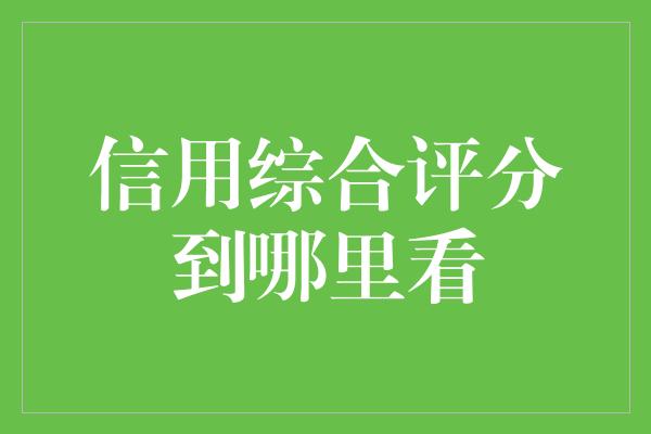 信用综合评分到哪里看