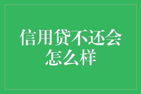 信用贷不还会怎么样