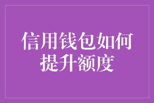 信用钱包如何提升额度