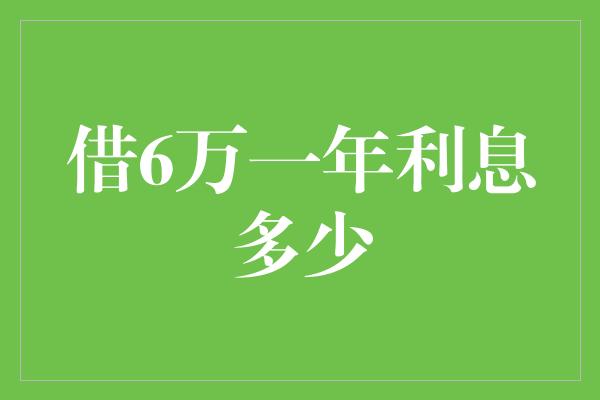 借6万一年利息多少