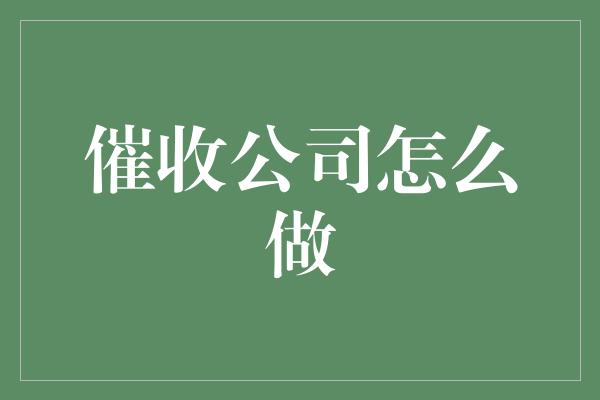 催收公司怎么做