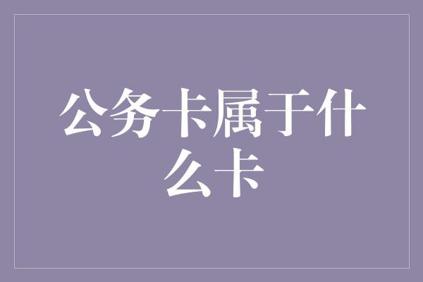 公务卡属于什么卡