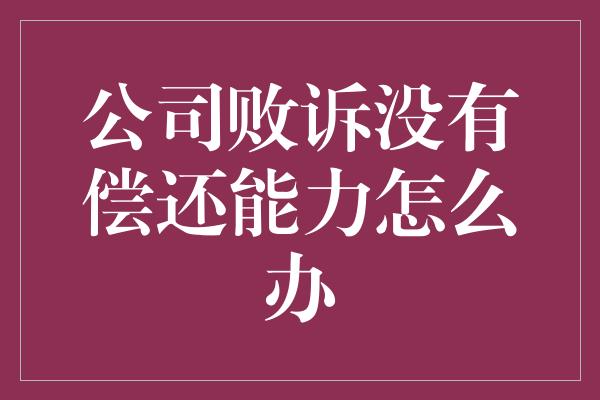 公司败诉没有偿还能力怎么办