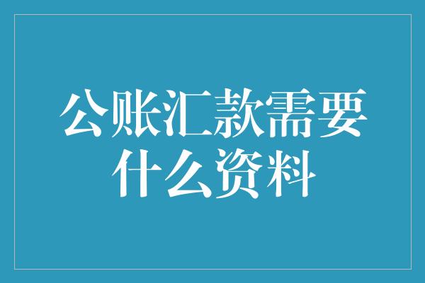 公账汇款需要什么资料