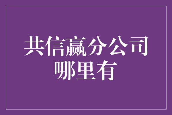 共信赢分公司哪里有