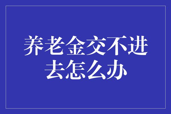 养老金交不进去怎么办