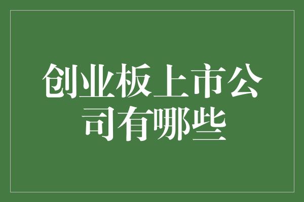 创业板上市公司有哪些